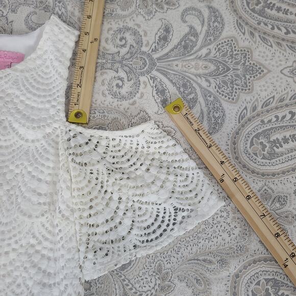 Lilly Pulitzer Somerset eyelit crochet cold shoulder womens dress white Sz Small - Picture 8 of 11
